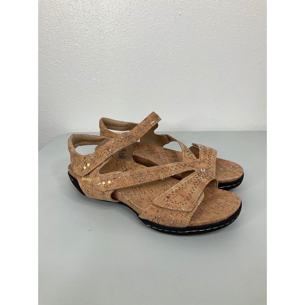 Jambu Makayla Womens 11M Cork Strappy Sandals Metallic Silver Fleck J5MAK64